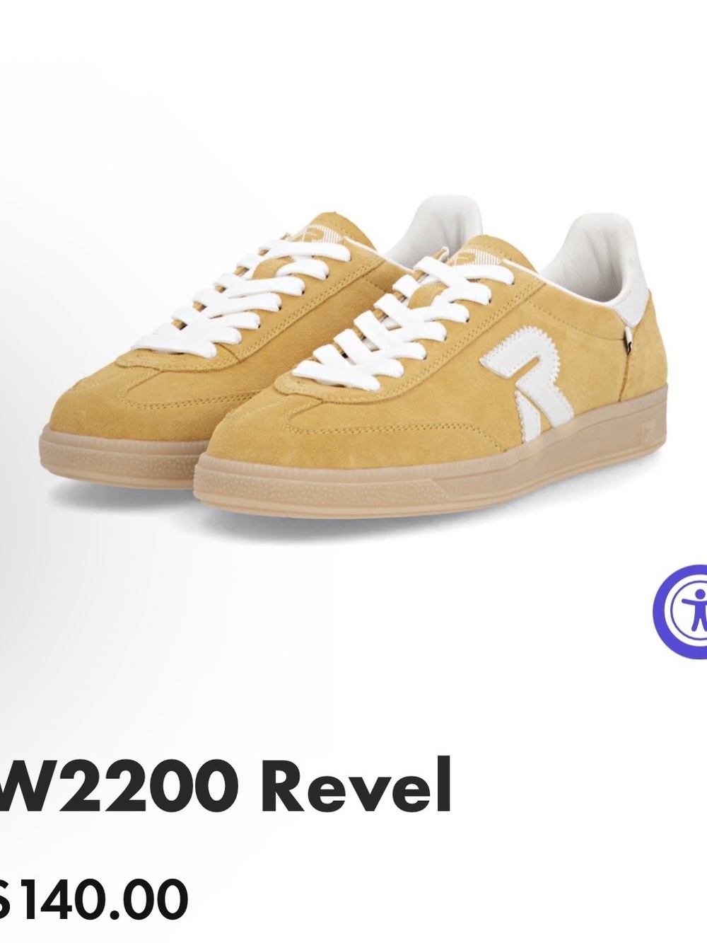 Rieker W2200 Revel Sneakers in Mustard with White Accents